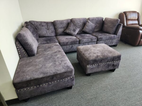 IRIS Reversible Sectional – Velvet Fabric Sofa in Snow White