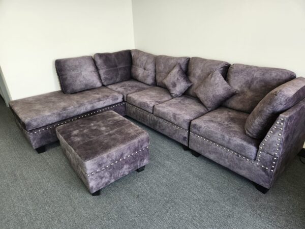 IRIS Reversible Sectional – Velvet Fabric Sofa in Snow White