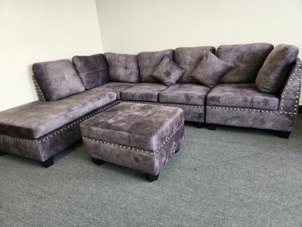 IRIS Reversible Sectional – Velvet Fabric Sofa in Snow White