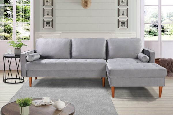 9122 - Velvet 3 Seater – Oversized Charcoal & Grey Sofa