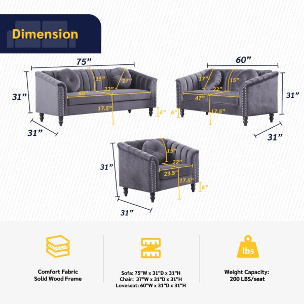 Anihome 3 Piece Sofa Set