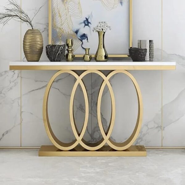White Marble Dining Table with Gold Base