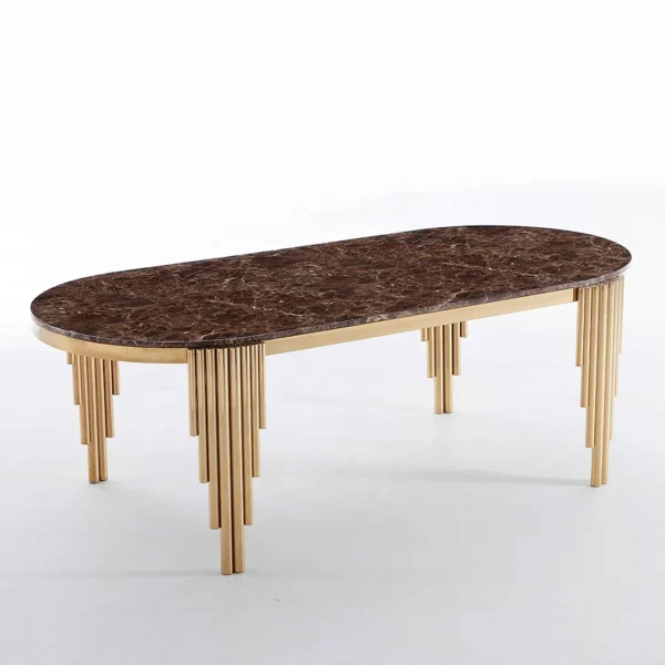 9113 - 7 Piece Marble Gold Dining Set