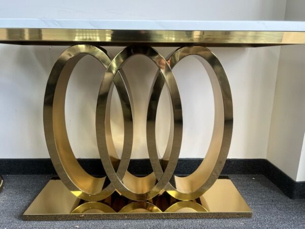 White Marble Dining Table with Gold Base