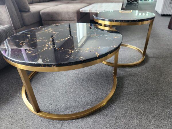 2-Piece Marble & Metal Coffee Table Set