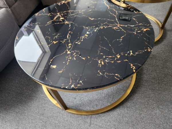 2-Piece Marble & Metal Coffee Table Set