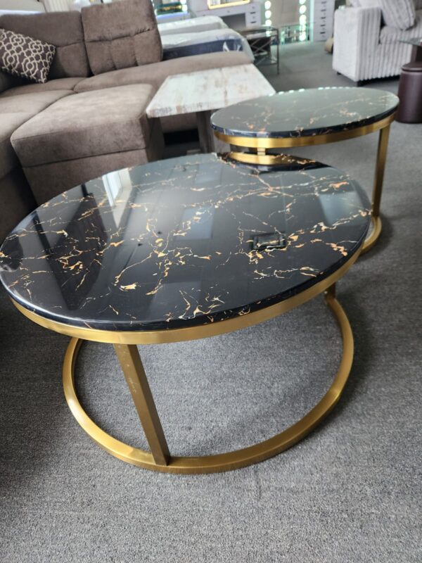 2-Piece Marble & Metal Coffee Table Set