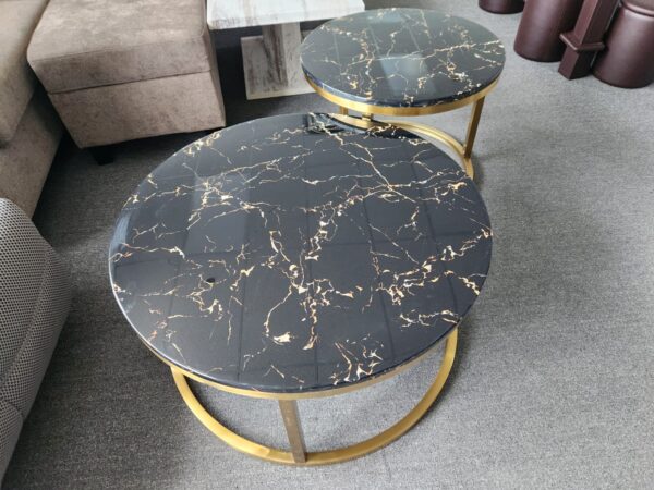 2-Piece Marble & Metal Coffee Table Set