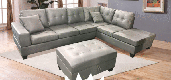 Roma Leather PU Sectional – Elegant Sofa with Ottoman Storage