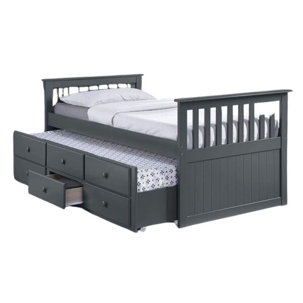 IF314 - Twin Over Twin Wooden Trundle Bed  With Storage Drawers