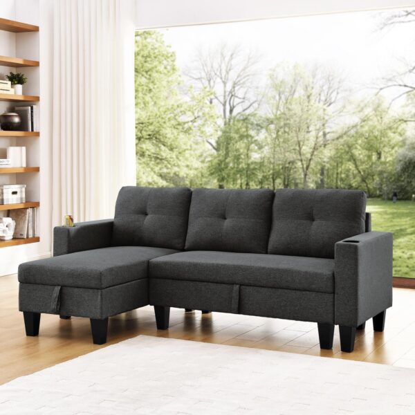 Jhonny Reversible Sectional – Modern Fabric Sofa