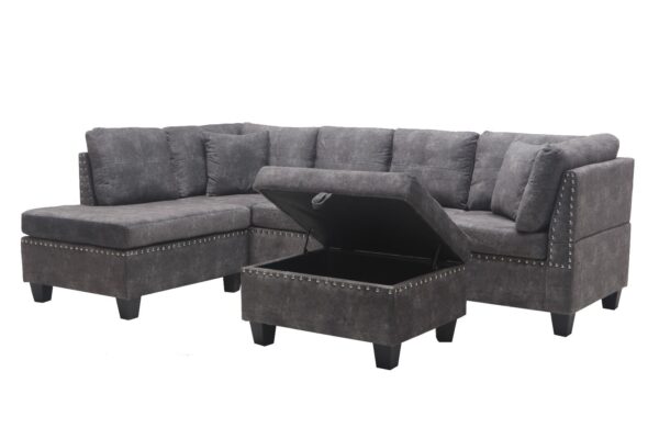IRIS Reversible Sectional – Velvet Fabric Sofa in Snow White