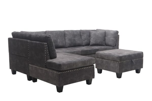 IRIS Reversible Sectional – Velvet Fabric Sofa in Snow White