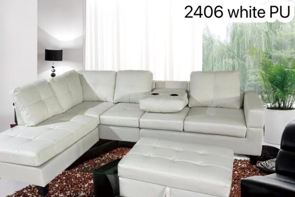 Roma Leather PU Sectional – Elegant Sofa with Ottoman Storage