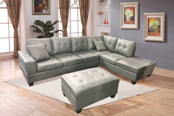 Roma Leather PU Sectional – Elegant Sofa with Ottoman Storage